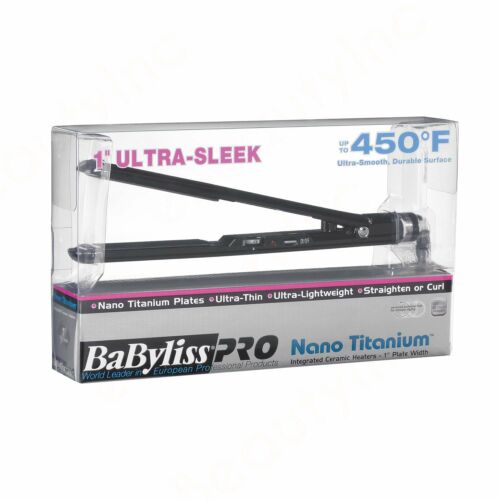 BabylissPro Nano Black 1" Titanium-Plated Ultra-Thin Straightening Flat Iron