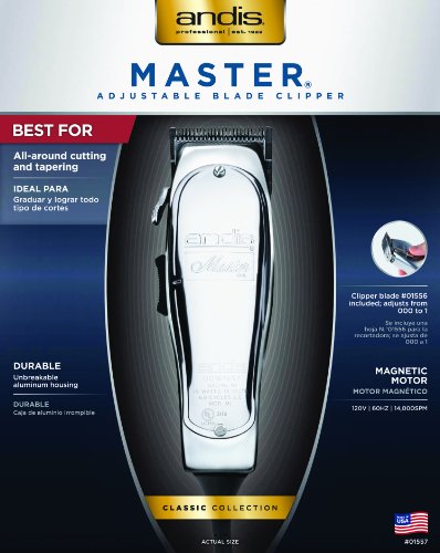 Andis Master Hair Clipper Adjustable Blade, Silver (01557)