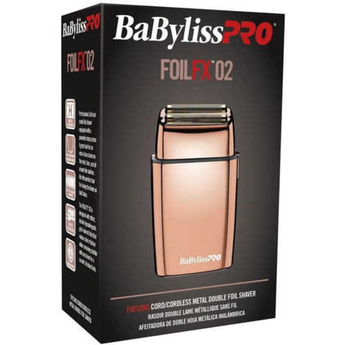 BabylissPro FOILFX02 Cordless Metal ROSE GOLD Double Foil Shaver FXFS2RG