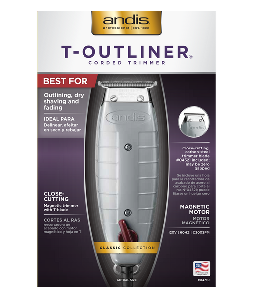 Andis 04710 T-Outliner Trimmer with T-shaped Blade, Gray