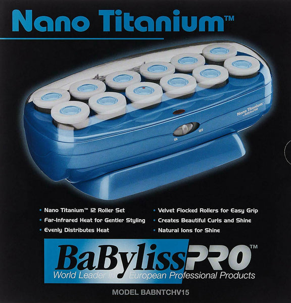 BabylissPro Nano Titanium 12 Jumbo Rollers Hairsetter BABNTCHV15 Hair Setter