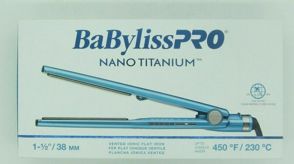 BabylissPro BNT4093TUC Nano Titanium Vented Ionic Flat Iron, 1 1/2 Inch