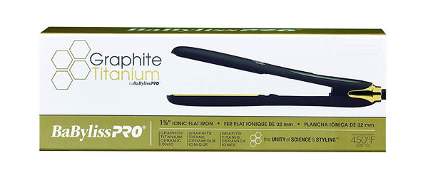 BabylissPro GXT Graphite Titanium Ionic Flat Iron 1-1/4" BGT183UC New