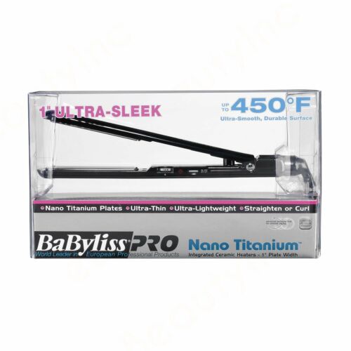 BabylissPro Nano Black 1" Titanium-Plated Ultra-Thin Straightening Flat Iron