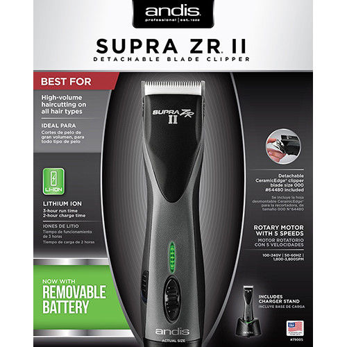 Andis 79005 Supra ZR II Cordless 5-Speed Ion Clipper DBLC -2