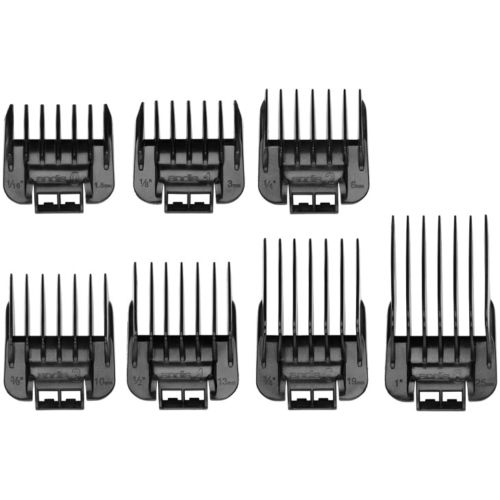 Andis 7pc Snap-On Blade Attachment Comb Set, Black (01380)