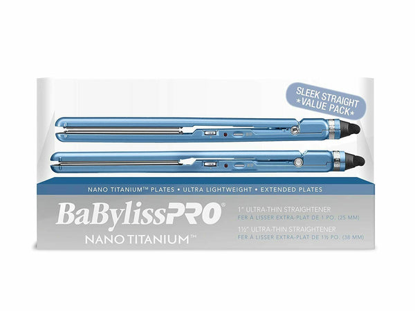 BabylissPro Nano Titanium Ultra-Thin Straightener Combo 1 inch & 1.5 inch Set