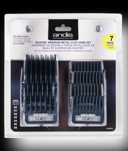 Andis 7 Piece Master Premium Metal Comb Set Hair Clipper Attachments Guides 33645