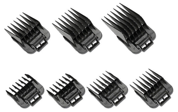 Andis 7pc Snap-On Blade Attachment Comb Set, Black (01380)