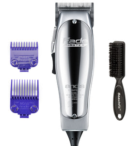 Andis Fade Master Clipper with Adjustable Fade Blade, Andis 01420 Master Clipper Magnetic Comb Set — Dual Pack Sizes 0.5 & 1.5, BeauWis Blade Brush