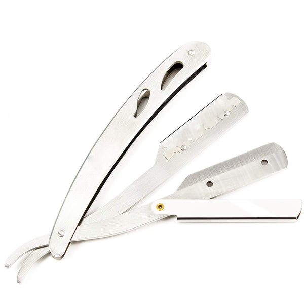 BeauWis Straight Edge Razor Stainless Steel Silver