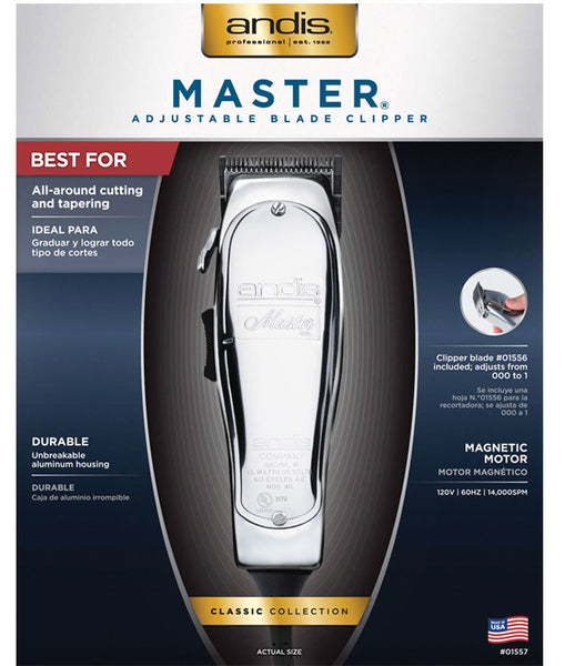 Andis Master ML Clipper #1557 +5 pack Andis Nano DOUBLE Magnetic Comb Set #01410