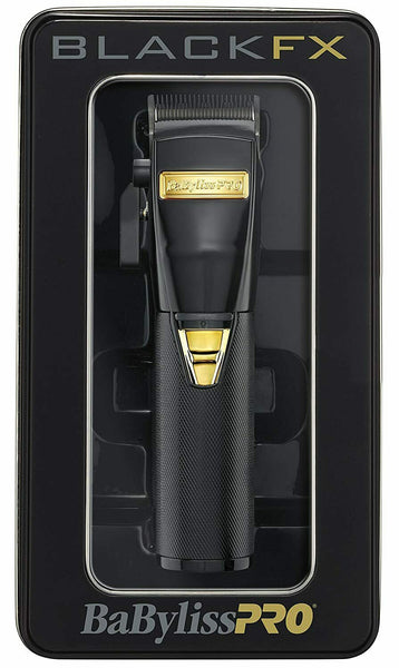 BabylissPro Cordless Adjustable Blade Clipper Black & Gold FX870BN + 8pc Guides