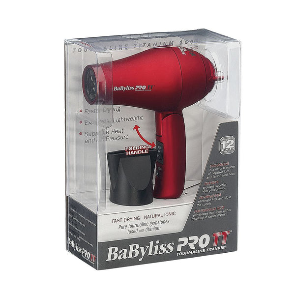 BabylissPro Tourmaline Titanium Travel Dryer Red