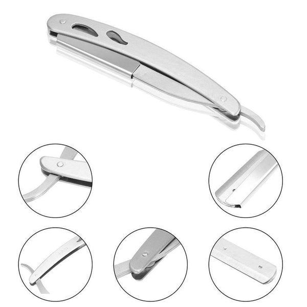 BeauWis Straight Edge Razor Stainless Steel Silver