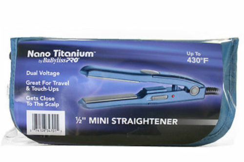 BabylissPro Nano Titanium ½" Mini Straightener & Pouch