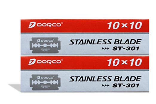 Dorco Double Edge Razor platinum stainless Blades Red ST 301- Stainless (2 Boxes = 200 Blades)